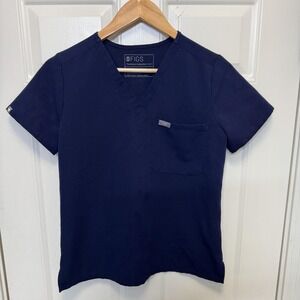 FIGS Womens Catarina Scrub Top XXS Navy Blue V Neck Short Sleeve Medical Nursing